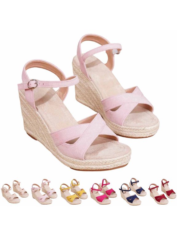 Women’s Espadrille Wedge Sandals, Open Toe Wide Band Ankle Strap Platform Shoes, Arch Support Summer Casual Sandals, Beach, Date, Outdoor Walking Comfort Footwear(RD1/35)