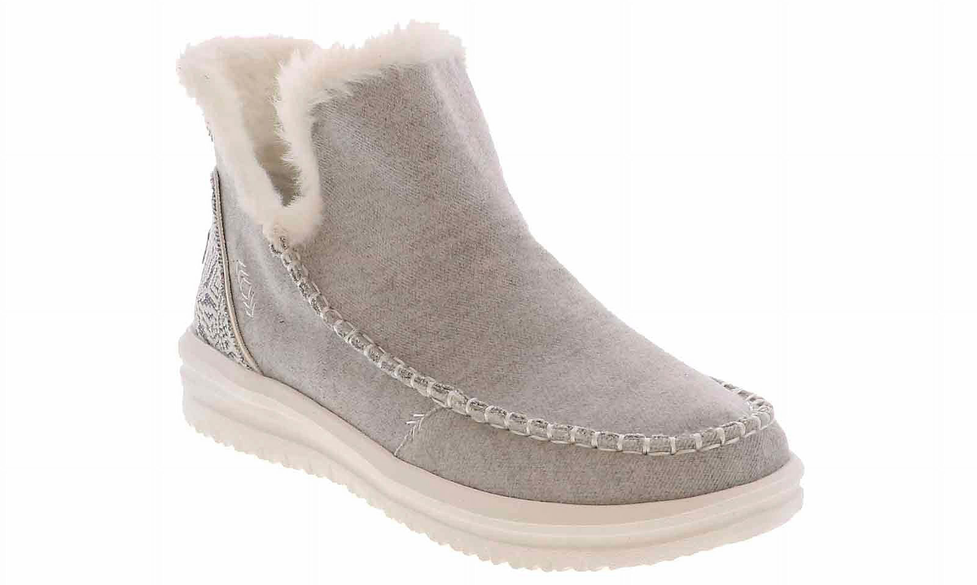 Hey Dude Camden Brushed Cozy Bootie Womens 9 Gray Leather Fur