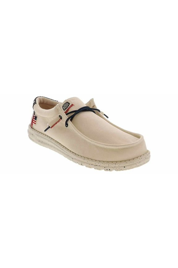 Heydude Wally Americana Off White Red Casual Shoe | 40687-1LB Beige