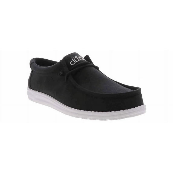 HEYDUDE Men's Wally Slub Canvas Black Size 11| Men's Loafers