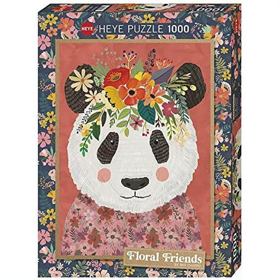 Heye: Floral Friends Cuddly Panda: 1000 Piece Puzzle