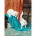 thumbnail image 1 of Heyer Cats Kitten Playing Painting Coral Turquoise Extra Large Art Print Wall Mural Poster Premium XL, 1 of 3