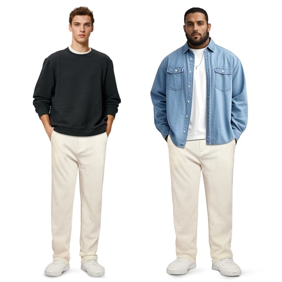 Heyfanee Mens Corduroy Casual Pants Relaxed Fit Trousers for Men with Belt Loops