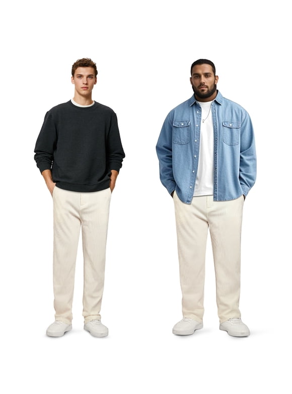 Heyfanee Mens Corduroy Casual Pants Relaxed Fit Trousers for Men with Belt Loops