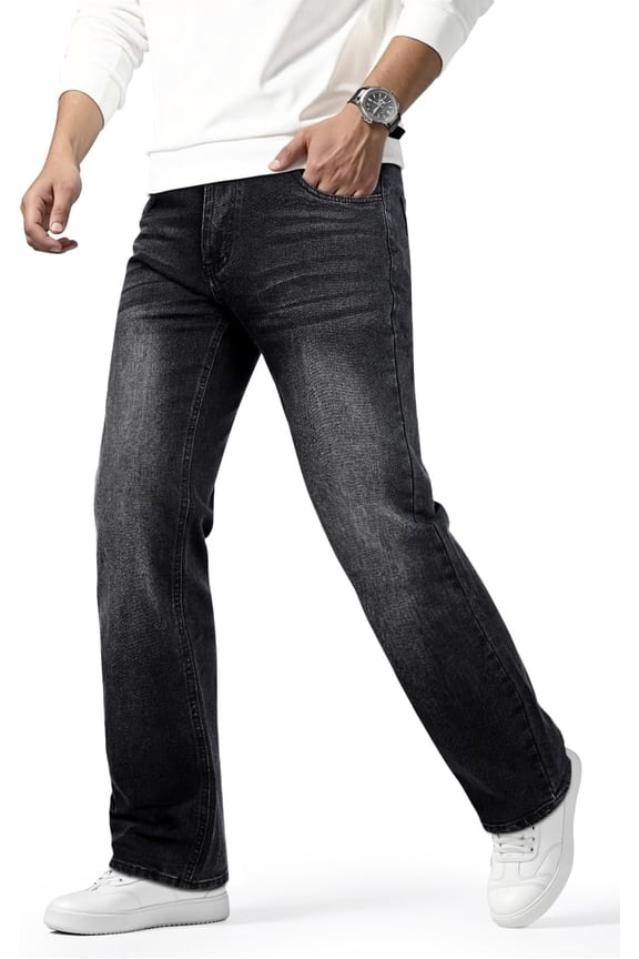 Heyfanee Mens Jeans Relaxed Fit Stretch Denim Jeans for Men Straight Leg Comfort