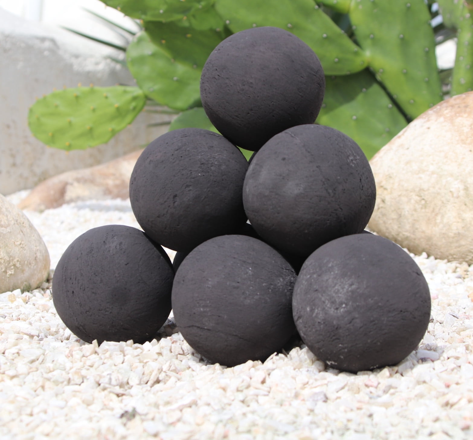 Heyfurni 10pcs Ceramic Fire Balls,Round Fire Stones Set for Indoor and Outdoor Gas,Propane Fireplace Fire Bowl, Fire Pit Accessories,3 inch, Black