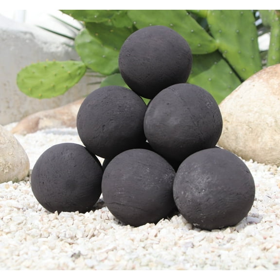 Heyfurni 10pcs Ceramic Fire Balls,Round Fire Stones Set for Indoor and Outdoor Gas,Propane Fireplace Fire Bowl, Fire Pit Accessories,3 inch, Black