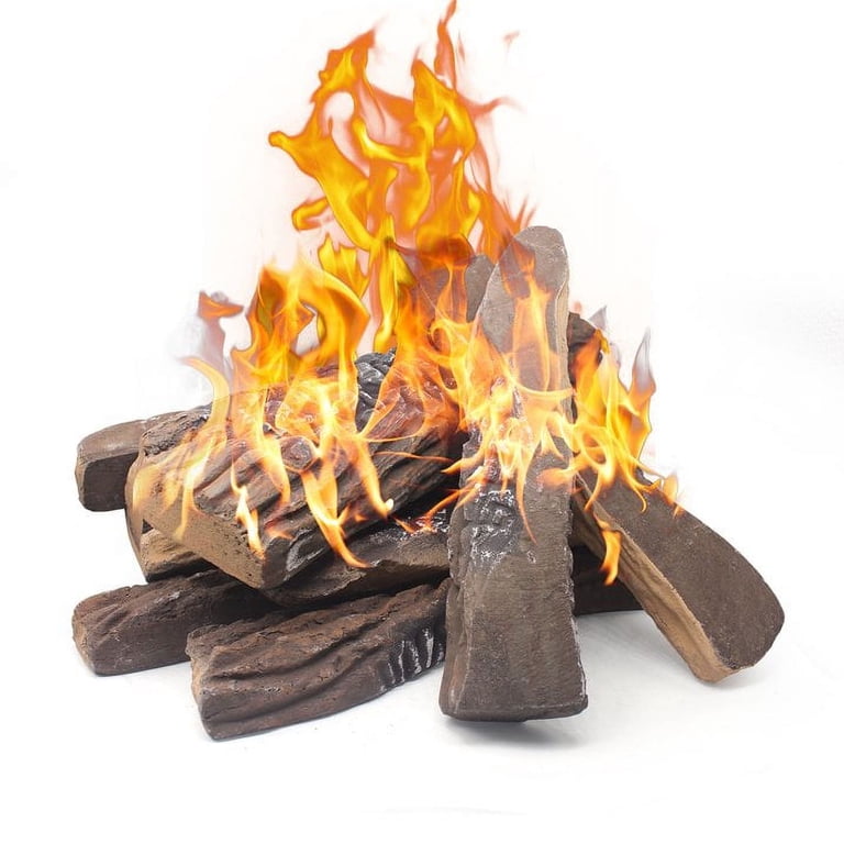 hmleaf 10 Small PCS Wood-Like Ceramic Fireplace Logs for Gas