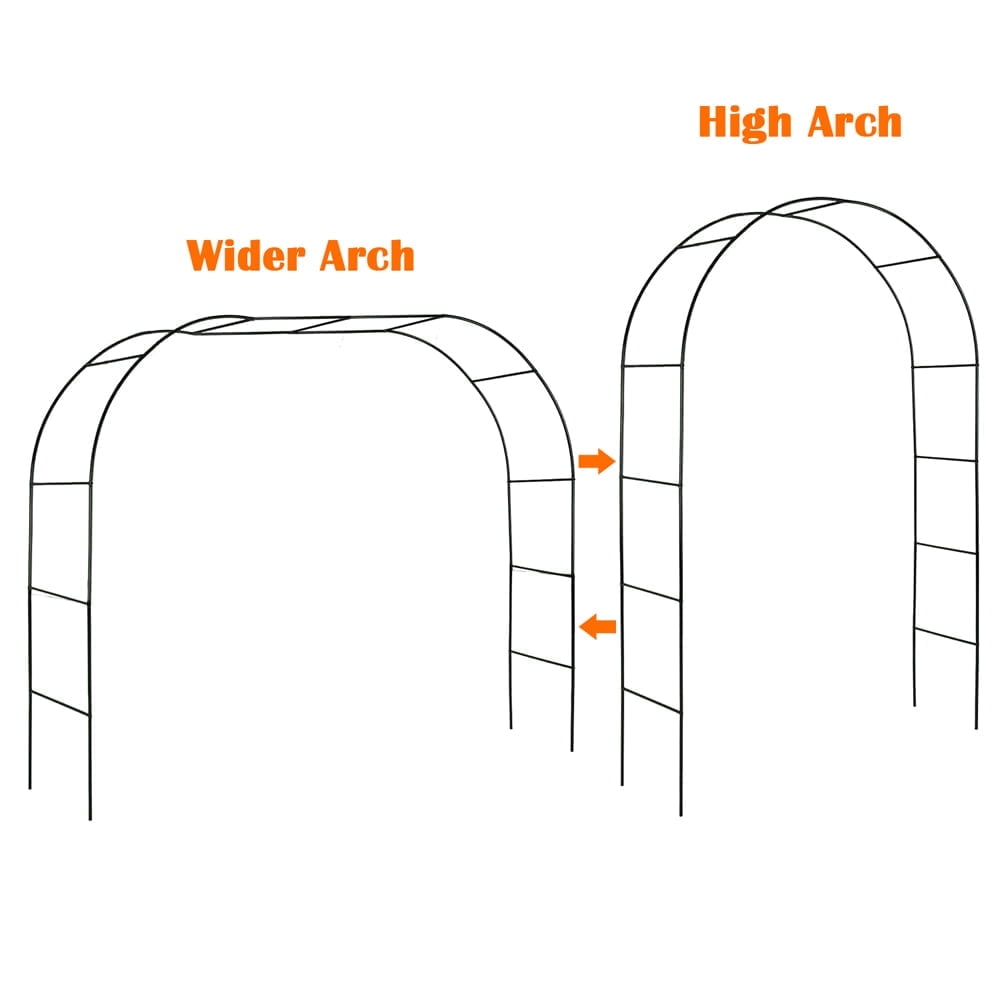 Heyfurni Sturdy Iron Garden Arch, 7.9ft Black Metal Archway, Outdoor ...