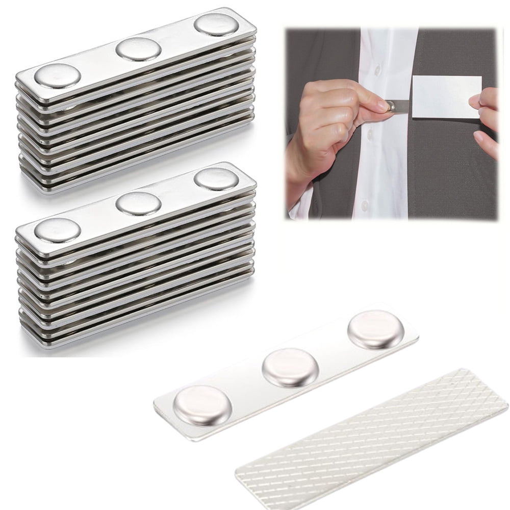 Heyingu 10 Pairs Name Badge Magnets Magnetic Picture Hanger for Wall Name Tags/ID Badge Magnets with Adhesive on Front Plate for Secure and Professional Wear
