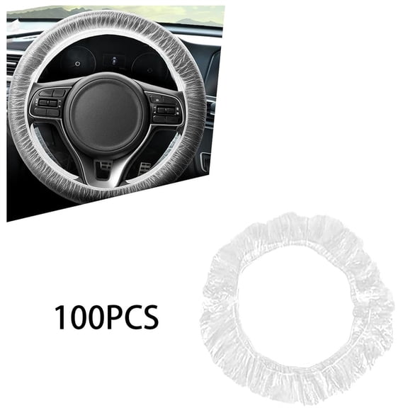 Heyingu 100Pcs Disposable Steering Wheel Covers Plastic Transparent Car Steering Wheel Protector for Automotive Car Interior Accessories