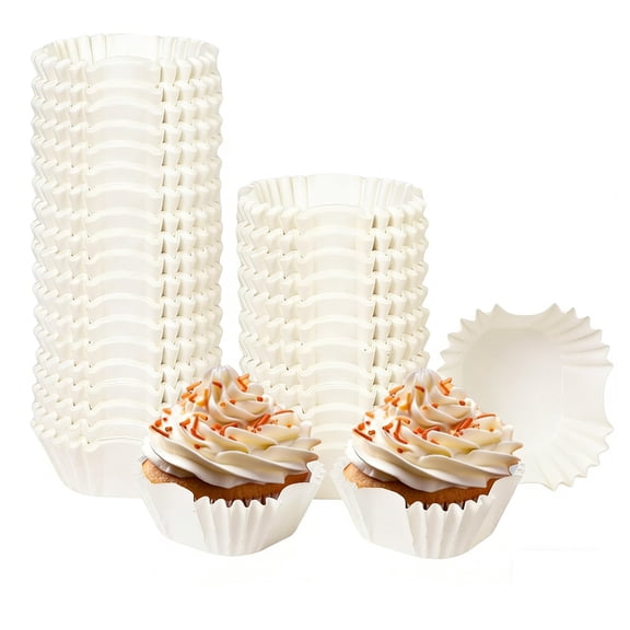 Heyingu 100Pcs White Square Paper Baking Cups 1.57 Inch Food Grade Baking Cups White Cupcake Wrappers Baking Pan Liners Party Supplies for Wedding Birthday