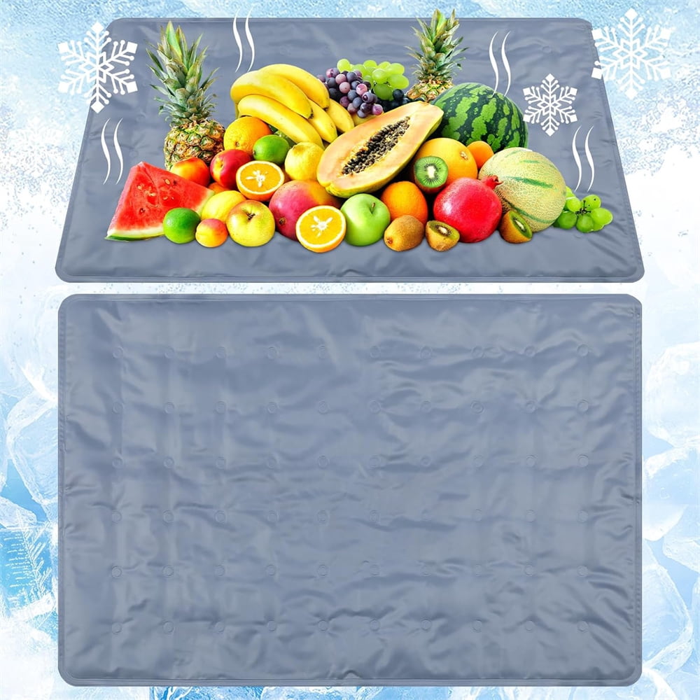 Heyingu 1Pcs Reusable Freezable Ice Mat for Keeping Food Trays 20 x 24 Inch Flexible Ice Packs for Outside Picnic Party Buffet(Grey)