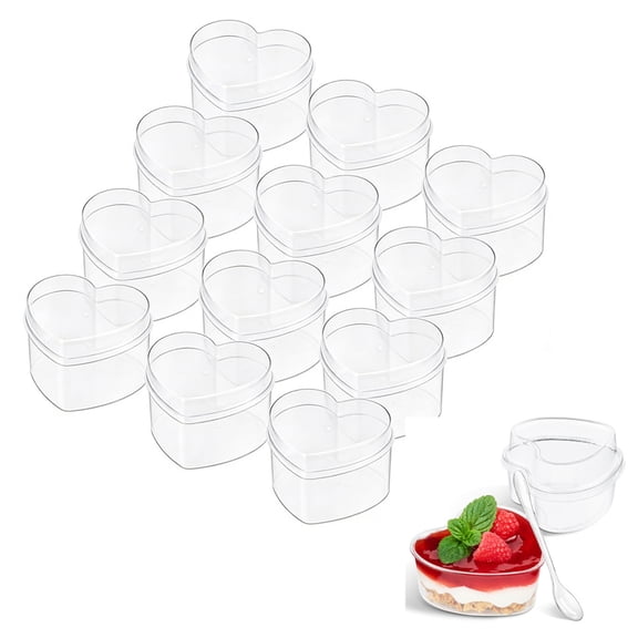 Heyingu 20 Set Mini Plastic Parfait Cups with Lids and Spoon 5 oz Dessert Cups Clear Plastic Appetizer Cups for Party Appetizers, Ice Cream, Mousse, Pudding and Fruit