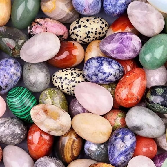 Heyingu 20Pcs Polished Mineral Crystal Egg Stones DIY Accessories Family Decoration Undrilled Mini Gemstone Crystal Stone for Meditation Reiki Grounding Vase Filler