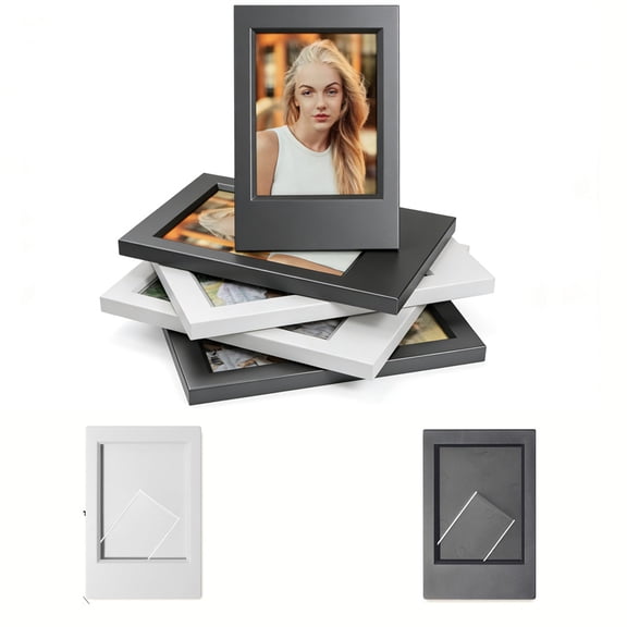 Heyingu 8Pack 2''x3'' Photo Frame Small Picture Photo Frame Holder for Tabletop Display Photos Photo Wallet Sized Picture Frame with Protective Film(Grey+ Black)