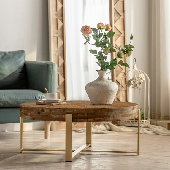 Heyizhuo 31.29" Modern Retro Splicing Round Coffee Table