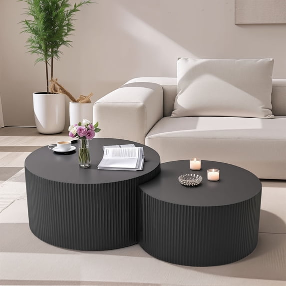Heyizhuo Vertical Stripe Design Nesting Coffee Table Set