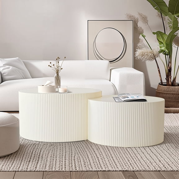 Heyizhuo Vertical Stripe Design Nesting Coffee Table Set