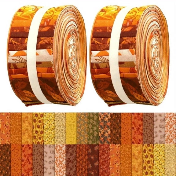 Heymaple 40Pcs Jelly Roll Fabric Strips, 2.6" x 20" Precut Fabric for DIY Crafting, Thanksgiving Autumn Series