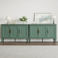 thumbnail image 1 of Heynemo 2 Piece Storage Cabinet with 3 Doors, Sideboard Cabinet with Adjustable Shelves, Wood Buffet Cabinet with Turned Legs, Accent Cabinet for Entryway, Living Room, Dining Room, Green, 1 of 8