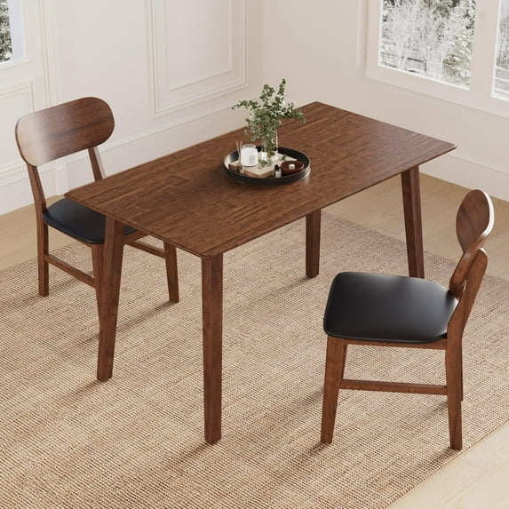Heynemo 3-Piece Dining Set, Compact Kitchen Room Table Set with 2 Chairs, Modern Dinette Table Set for Dining Room, Living Room, Home Office, Terrace, Courtyard, 300LBS & 350LBS Capacity, Brown