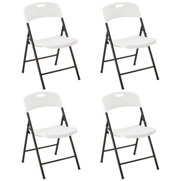 Heynemo 4 Pack Outdoor Folding Plastic Chair with Metal Frame, Assembled Folded Chairs for Wedding Party Dining, White
