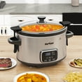 thumbnail image 1 of Heynemo 4QT Programmable Slow Cooker with Locking Lid, Removable Ceramic Pot, 3 Heating Settings & Timer, Dishwasher-Safe, Stainless Steel, 1 of 9