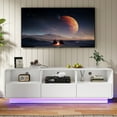 thumbnail image 1 of Heynemo 7-Color LED Lights Floating TV Stand with Storage Drawers for Living Room, White, 1 of 10