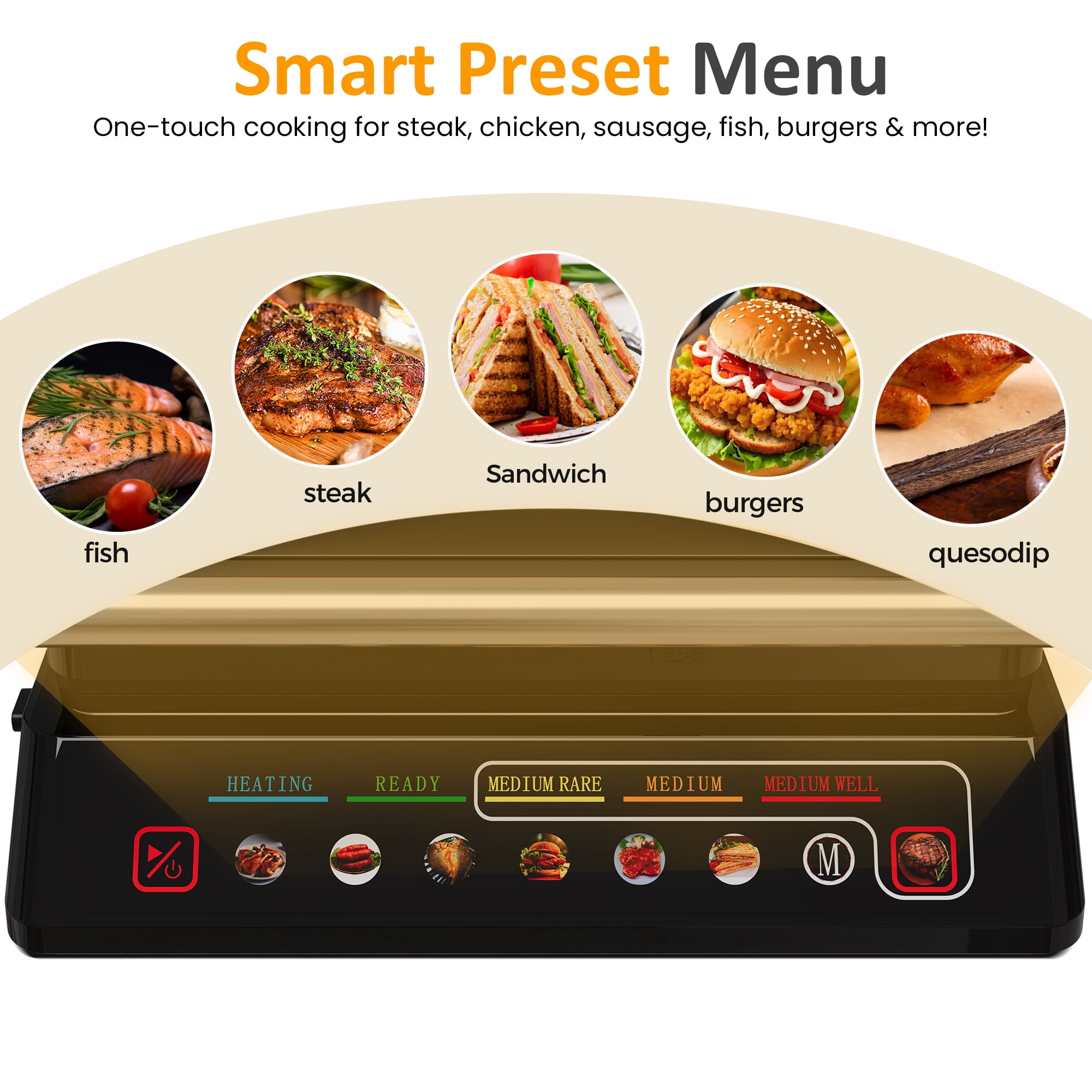 Heynemo Electric Waffle Maker 4 Slices, Stainless Steel Waffle Iron with Adjustable Heat, Nonstick Coating & Cool Touch Handle