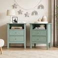 thumbnail image 1 of Heynemo Green Fluted Nightstand with 2 Drawers Set of 2, Modern Wooden Sofa Table for Small Spaces, Tall End Table for Bedroom, Living Room, 1 of 8