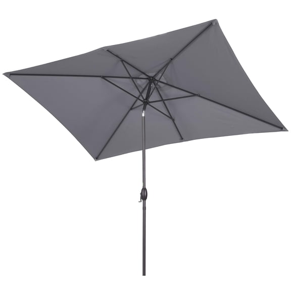 Heynemo 10x6.5ft Rectangular Outdoor Patio Umbrella, Gray Waterproof UV Protection Shade Canopy, Heavy Duty Windproof Iron Frame with Crank Tilt System