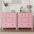 thumbnail image 1 of Heynemo Pink 3 Drawer Dresser Set of 2, 30" Wood Chest of Drawers with Soft-Close Drawers, Wide Nightstand Cabinet with 3 Spacious Drawers, Modern Wood Dresser for Bedroom, Living Room, Entryway, 1 of 6