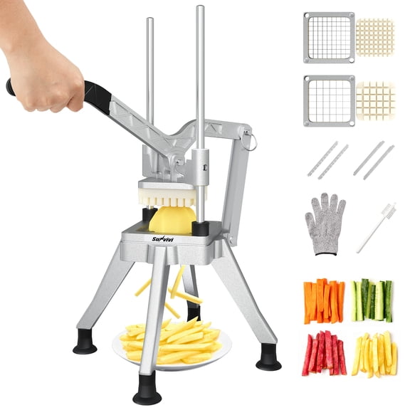 Heynemo Professional Potato Cutter, French Fry Slicer with Replaceable Blades, Stainless Steel Heavy Duty Vegetable Chopper