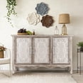 thumbnail image 1 of Heynemo Vintage Storage Cabinet with 3 Carved Doors, Rustic Buffet Sideboard for Kitchen, Dining Room, Living Room, Bedroom, Wash Gray, 1 of 8