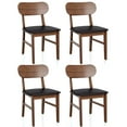 thumbnail image 1 of Heynemo Wooden Dining Chairs Set of 4, Modern Dining Chairs with Rubberwood Legs, 350LBS Capacity, Leather Side Seat for Kitchen, Dining Room, Living Room, Home Office, Terrace, Courtyard, Brown, 1 of 5