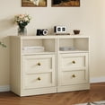 thumbnail image 1 of Heynemo beige Nightstand with Storage Shelf & Door, Faux Drawer Design End Table, Compact Side Table for Bedrooms, Dorm Rooms & Small Spaces, Set of 2, 1 of 11