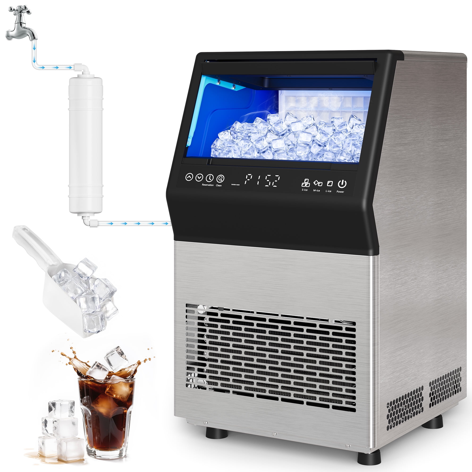 Heynemo commercial Cube Ice Maker Machine: 88-110 lbs/24H, 8-15 Minutes ...