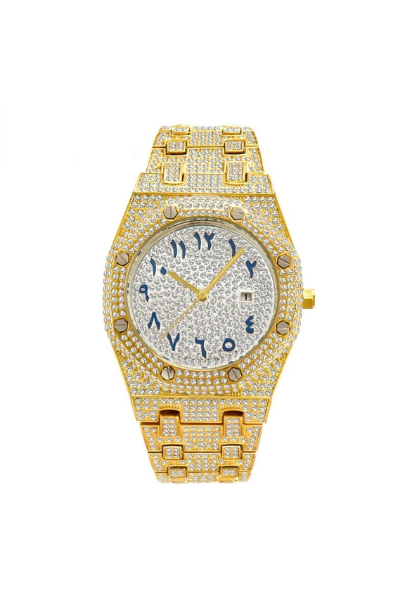 BUST DOWN DATE ARABIC NUMERALS VVS Man ICE OUT WATCH Relogio Masculio