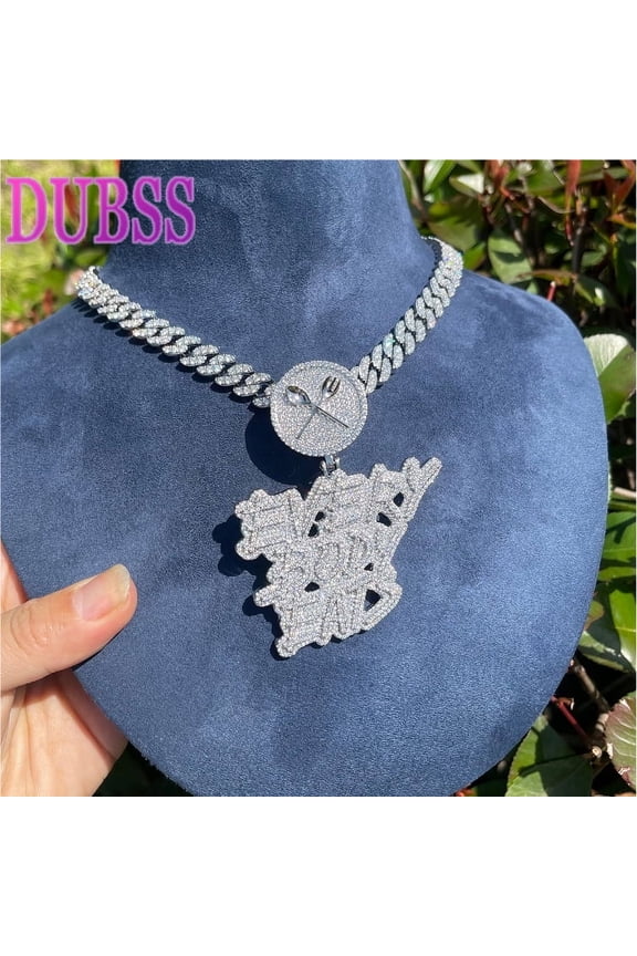 Iced Out Necklace Pendant for Women Every Body Eats Charms Real Copper Cubic Zircona Gold Plated Hip Hop Jewelry