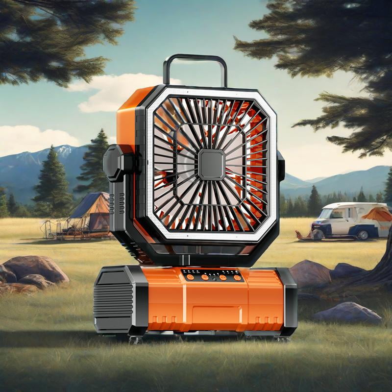 Heystop 20000mAh Portable Fan with Touch Screen, 5-Speed Strong Airflow LED Camping Fan, Ventilador Recargable with Remote for Tent, Camping, Indoor, Travel (Orange)