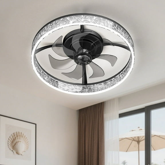 Heystop Ceiling fan with light, 3-color adjustable LED, 6-speed wind speed, remote control or APP control, bi-directional conversion motor, suitable for living room bedroom decoration