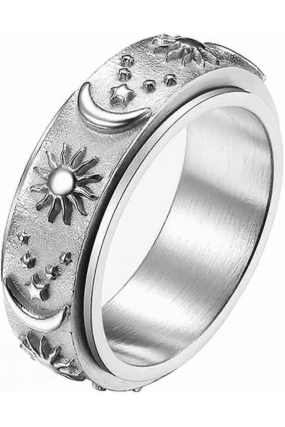 Heytea Stainless Steel Spinner Ring For Anxiety Fidget Rings For Relieving Stress Anxiety Ring Sun M