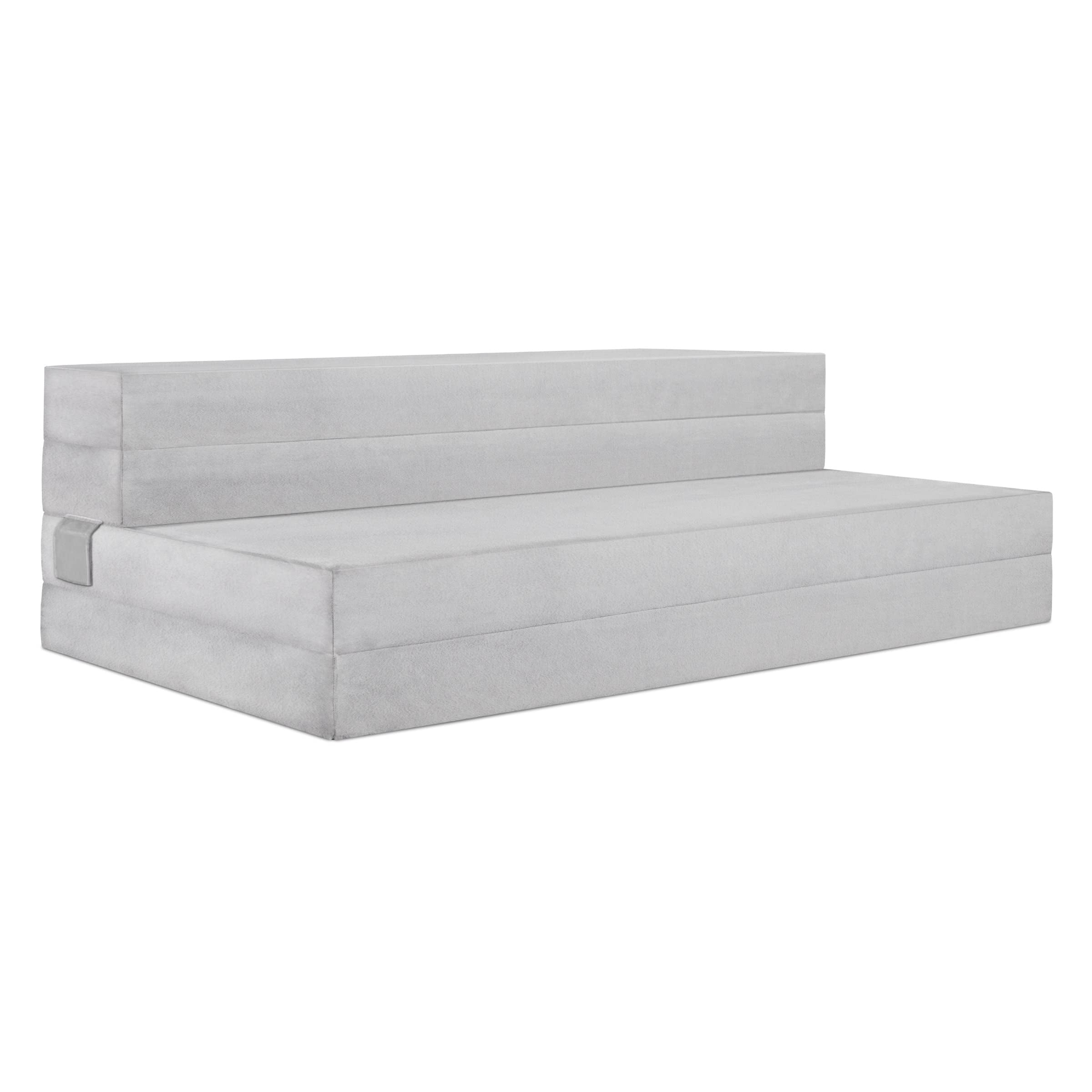 Heyward 4.5” Trifold Sofa + Foam Queen Mattress, Mattress Queen Folds