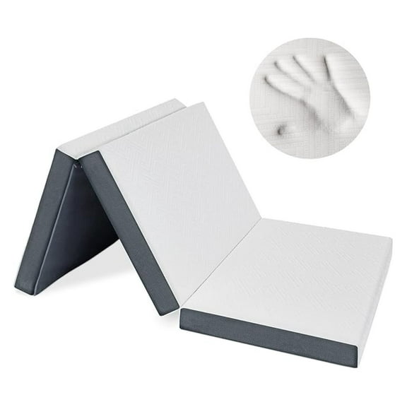 Memory Foam Trifold Mattress Twin - Portable Folding Mattress, Medium Firm CertiPUR-US, Washable Cover - Guest Bed for Dorm, Camping, Travel 4" Inch