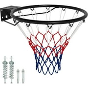 Heywoo Basketball Rim, 15/18 inch Basketball Rim Replacement with All-Weather Net, Basketball Hoop Replacement Rim Outdoor/Indoor for Wall Door Mounted