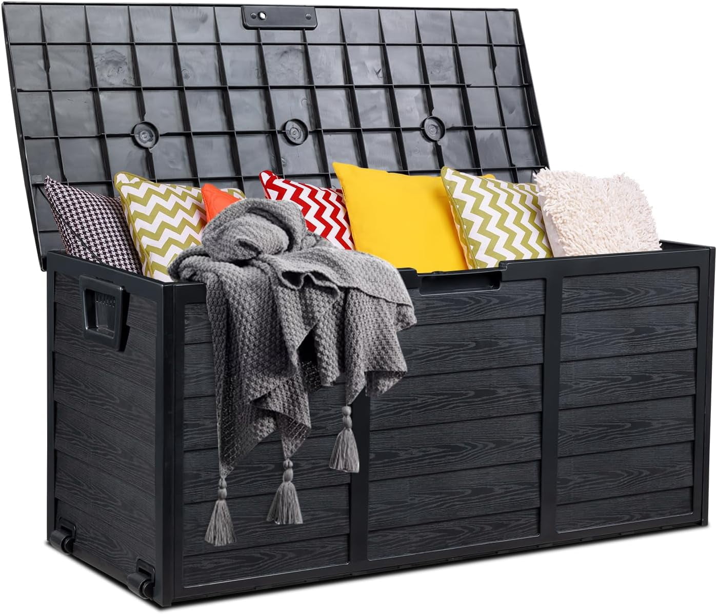 Heywoo Deck Storage Box, 75 Gallon Plastic Durable Storage Container ...