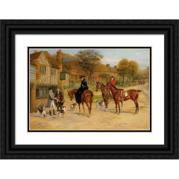 Heywood Hardy 18x14 Black Ornate Wood Framed Double Matted Museum Art Print Titled - Meet at the Inn