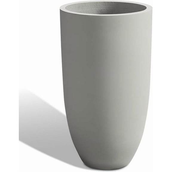 Heyzier Concrete Planter Outdoor Indoor, Large Tall Cement Plant Pots for Trees Flowers (Gray, 24 inch)
