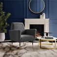 thumbnail image 1 of Hezekiah Linen Accent Chair with Gold Tipped Legs, Dark Grey, 1 of 1